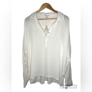 James Perse off white crepe collared tunic shirt, women’s 4 (XL)
